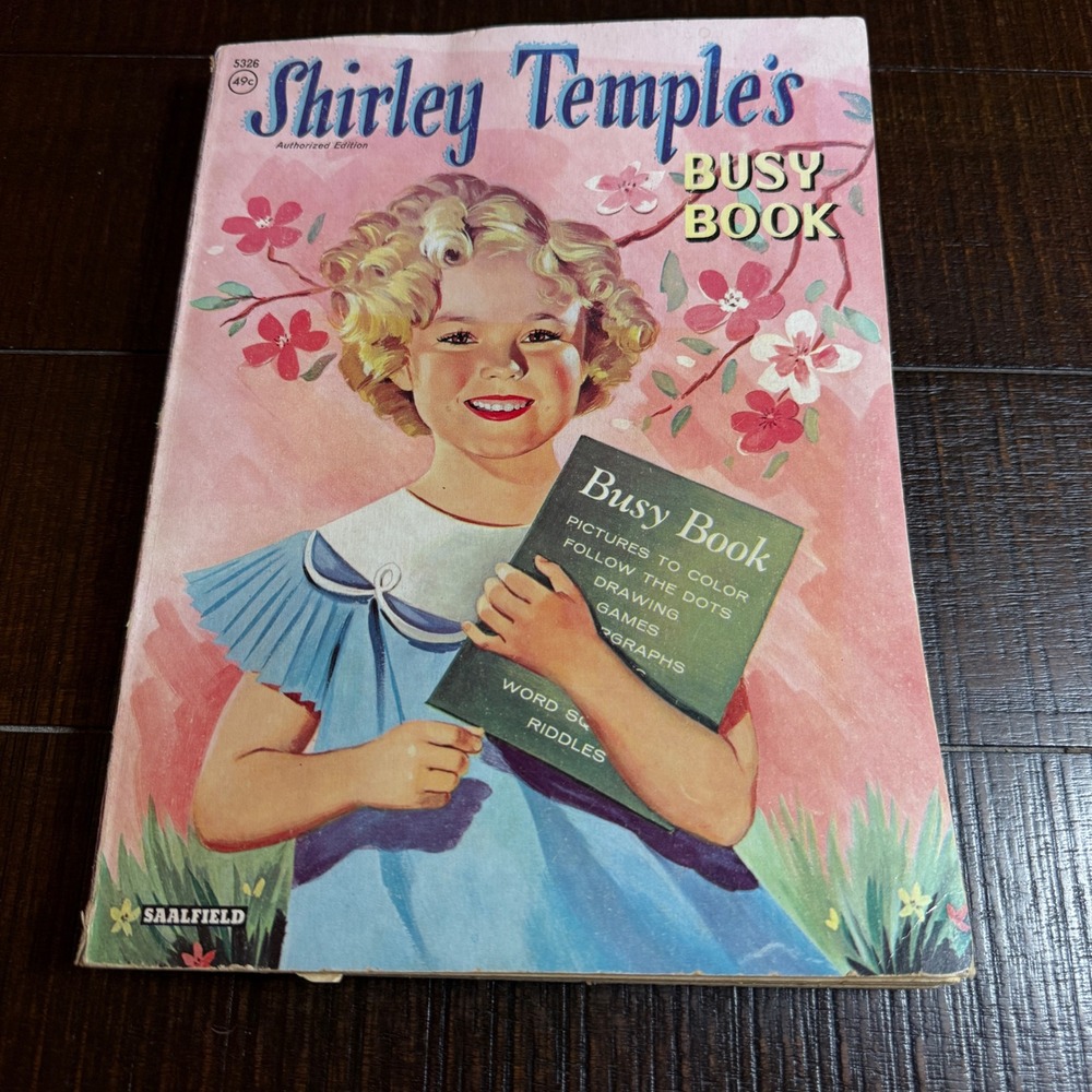 Vintage Shirley Temple Busy Book 1958 Saalfield Coloring Games Riddles 5326